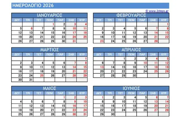 Τα Σημαντικά Γεγονότα και Οι Μερομηνίες το 2026