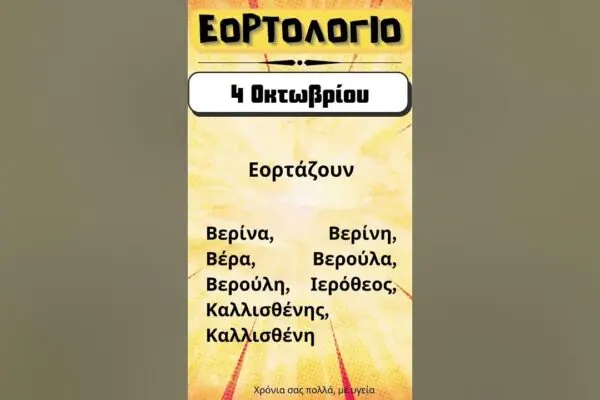 Εορτολόγιο Σήμερα: Ανακαλύψτε τις Γιορτές της Ημέρας
